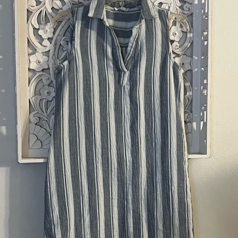 beachlunchlounge Blue and White Striped Dress